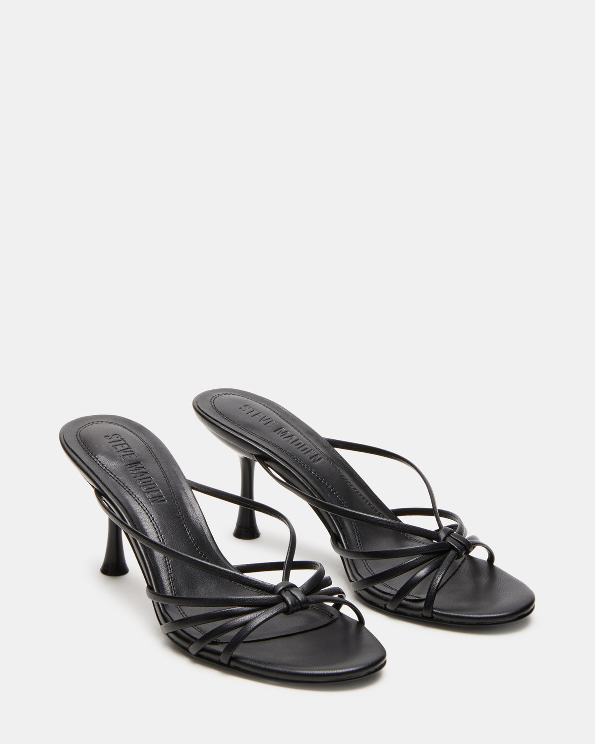 EDNA Black Leather Strappy Mule Women's Heel Steve Madden BLACK LEATHER