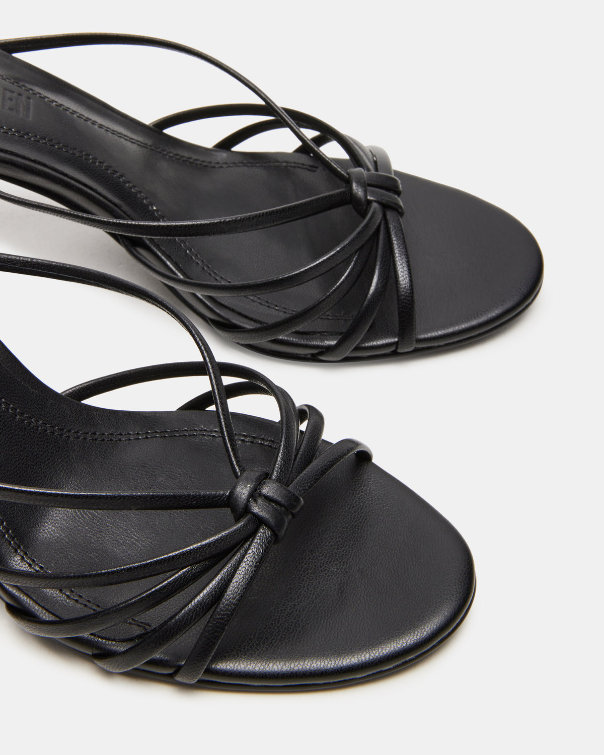 EDNA Black Leather Strappy Mule Women's Heel Steve Madden BLACK LEATHER