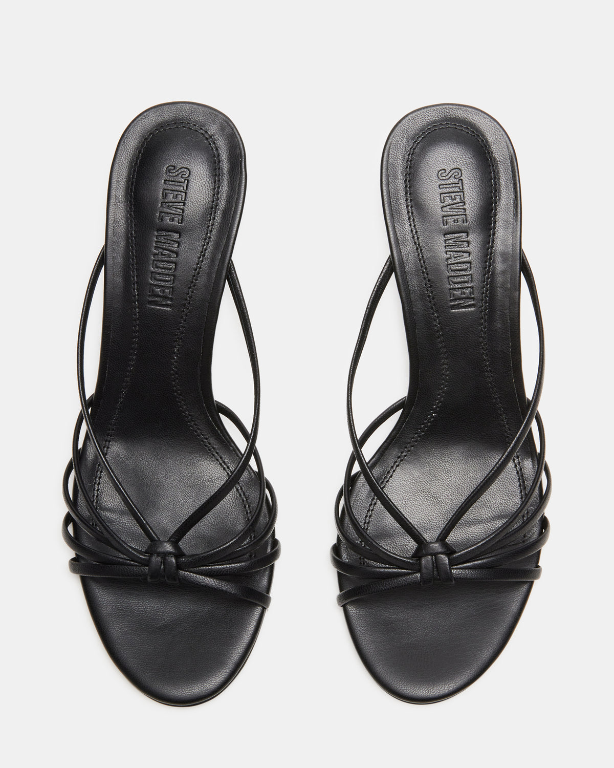 EDNA Black Leather Strappy Mule Women's Heel Steve Madden BLACK LEATHER