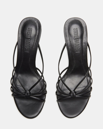 EDNA Black Leather Strappy Mule Women's Heel Steve Madden BLACK LEATHER