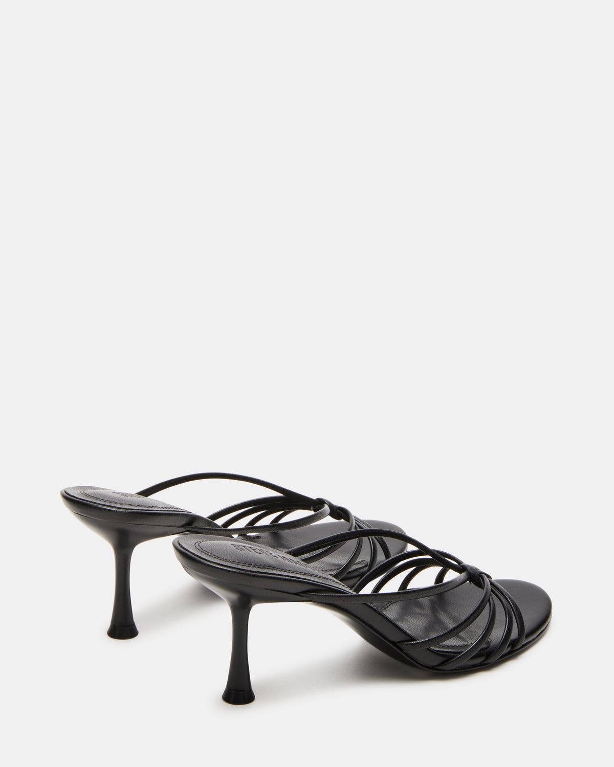 EDNA Black Leather Strappy Mule Women's Heel Steve Madden BLACK LEATHER