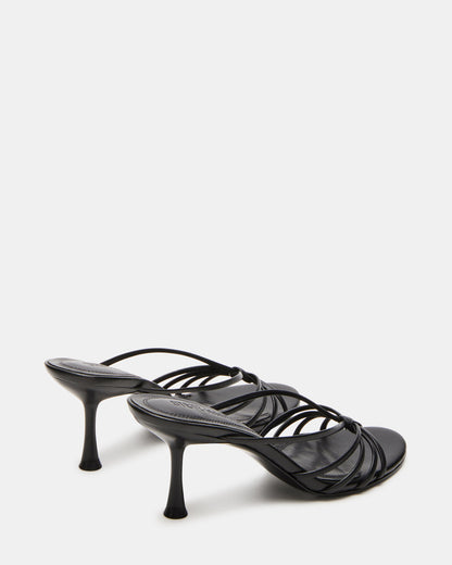 EDNA Black Leather Strappy Mule Women's Heel Steve Madden BLACK LEATHER