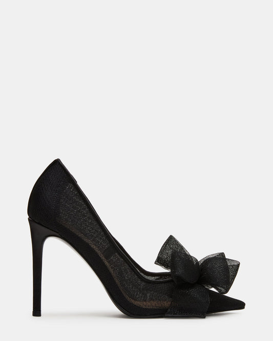 TAFFY Black Bow Pointed-Toe Stiletto Pump Women's Heel