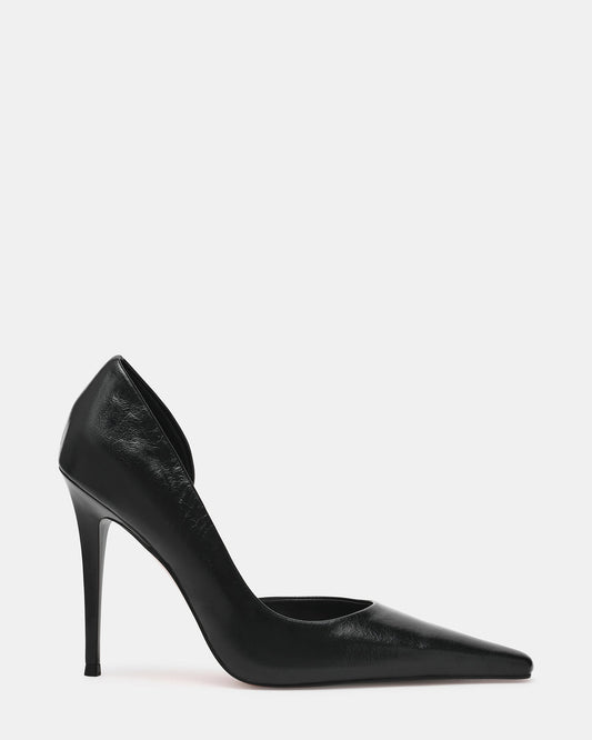 ELEGANT Black Leather Pointed-Toe Stiletto Pump Women's Heel Steve Madden BLACK LEATHER