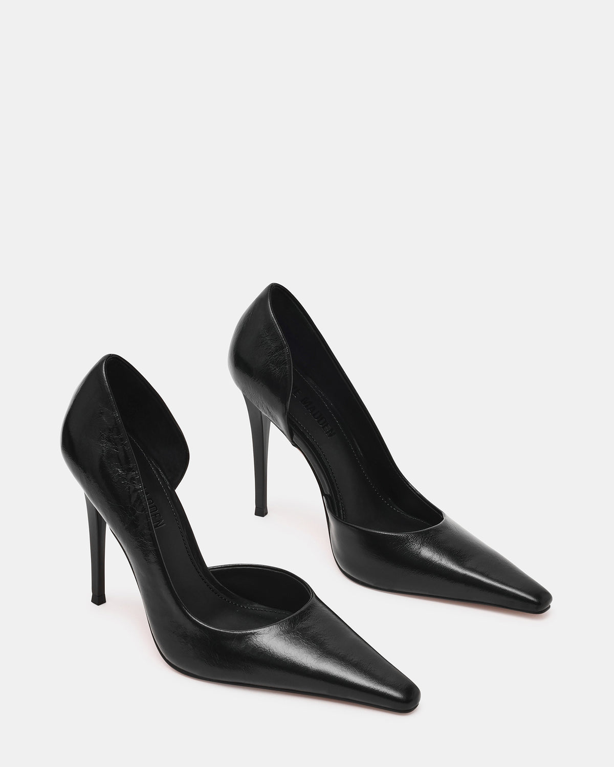 ELEGANT Black Leather Pointed-Toe Stiletto Pump Women's Heel Steve Madden BLACK LEATHER