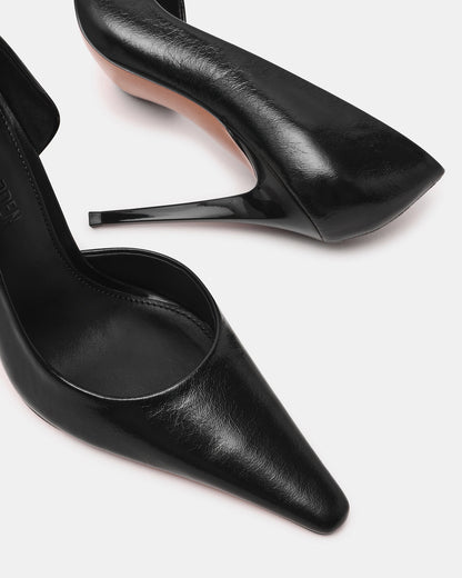 ELEGANT Black Leather Pointed-Toe Stiletto Pump Women's Heel Steve Madden BLACK LEATHER