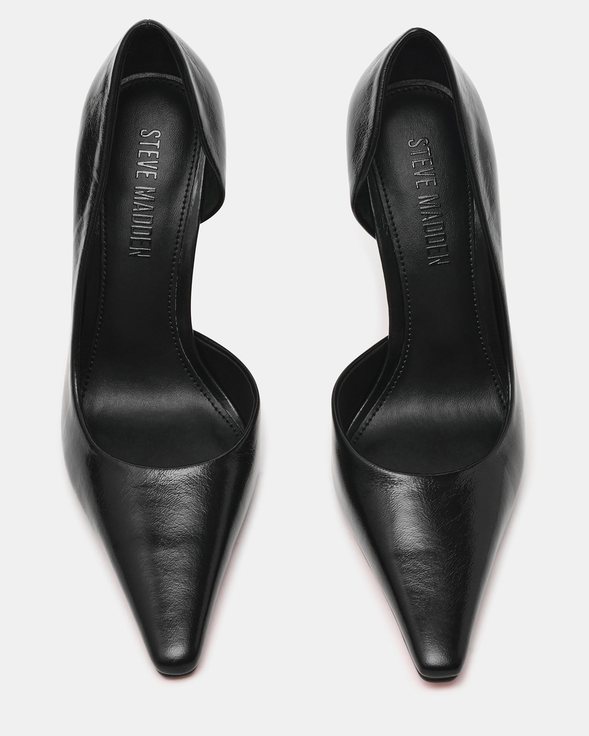ELEGANT Black Leather Pointed-Toe Stiletto Pump Women's Heel Steve Madden BLACK LEATHER