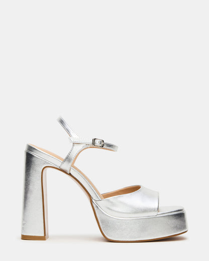 LIANDRA Silver Platform Square-Toe Strappy Women's Heel Steve Madden SILVER