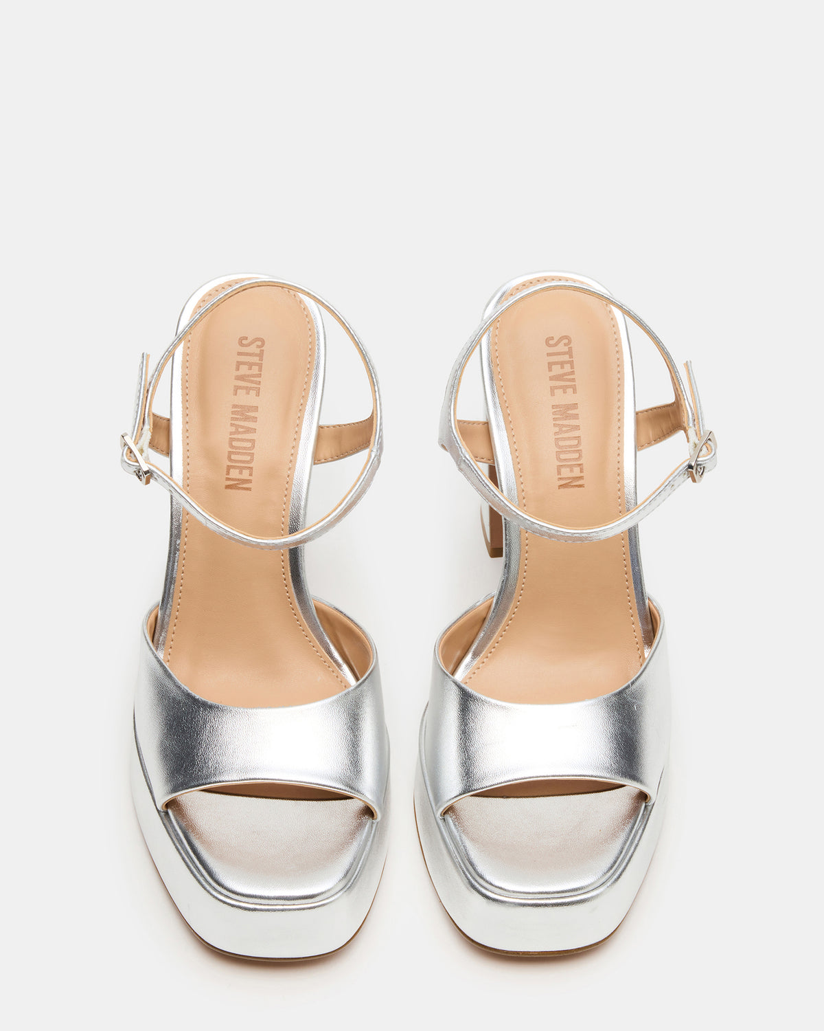 LIANDRA Silver Platform Square-Toe Strappy Women's Heel Steve Madden SILVER