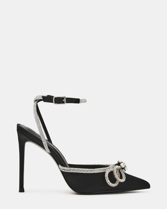 VIABLE Black Women's Rhinestone-Embellished Stilettos
