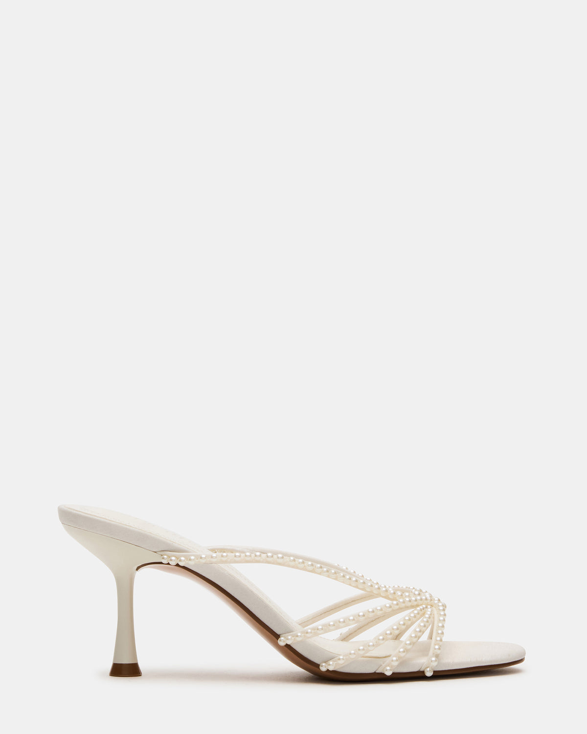EDNA Pearl White Strappy Mule Women's Heel Steve Madden WHITE