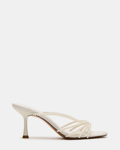 EDNA Pearl White Strappy Mule Women's Heel Steve Madden WHITE