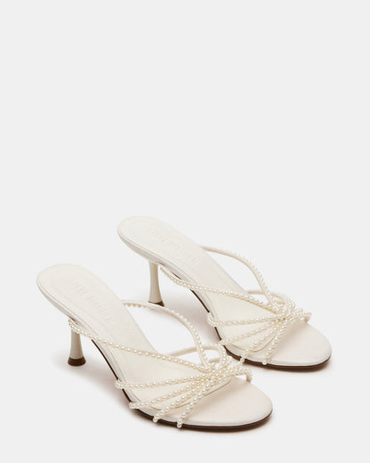EDNA Pearl White Strappy Mule Women's Heel Steve Madden WHITE
