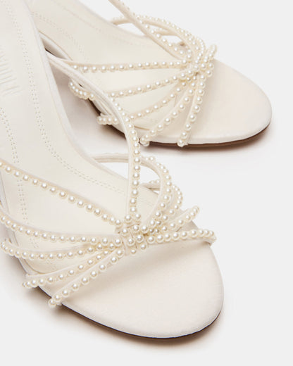 EDNA Pearl White Strappy Mule Women's Heel Steve Madden WHITE
