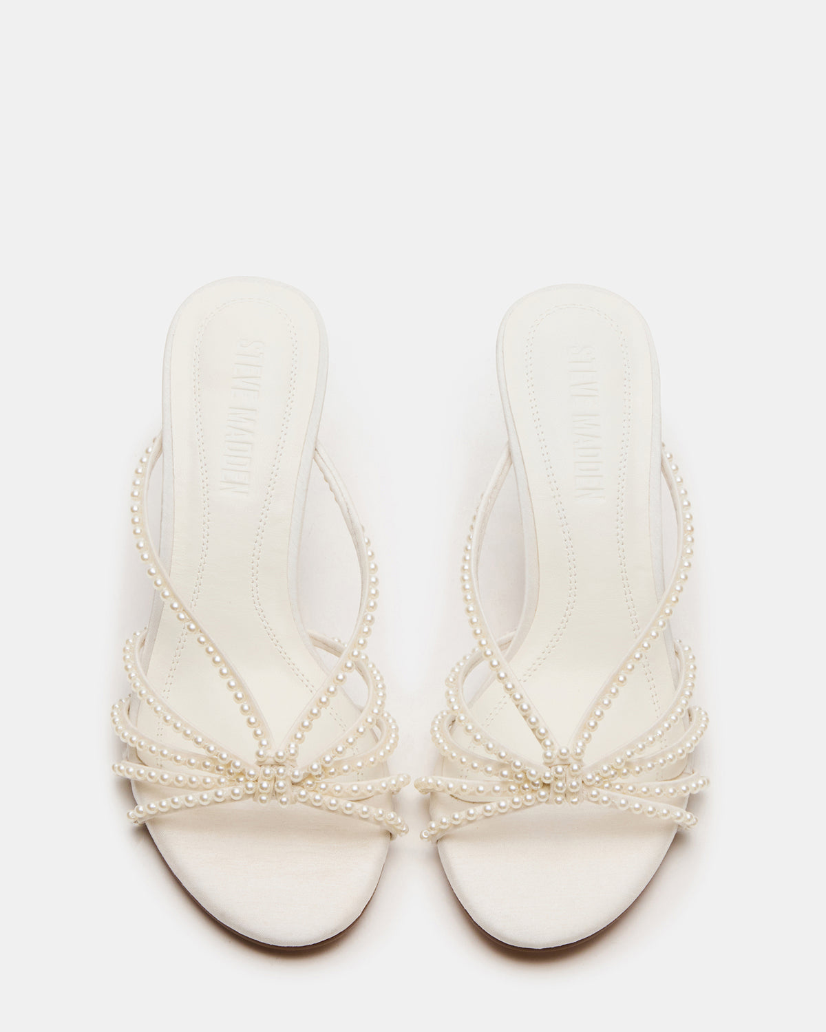 EDNA Pearl White Strappy Mule Women's Heel Steve Madden WHITE