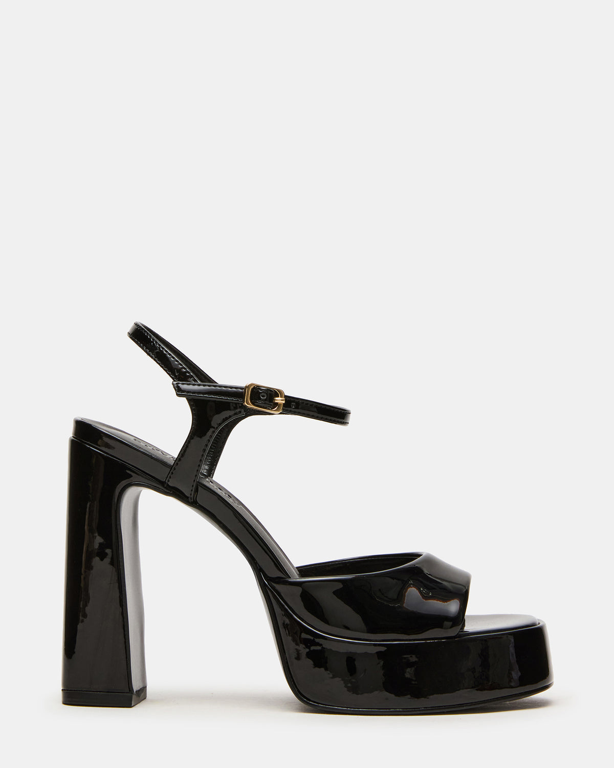 LIANDRA Black Patent Women's Platform Square-Toe Strappy Heel Steve Madden BLACK PATENT