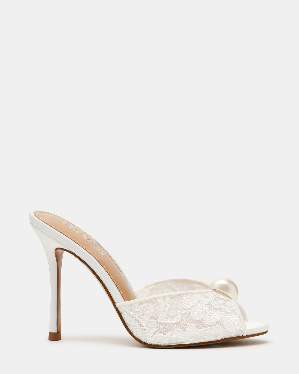 PRIYA Pearl White Lace Mule Women's Heel Steve Madden WHITE LACE