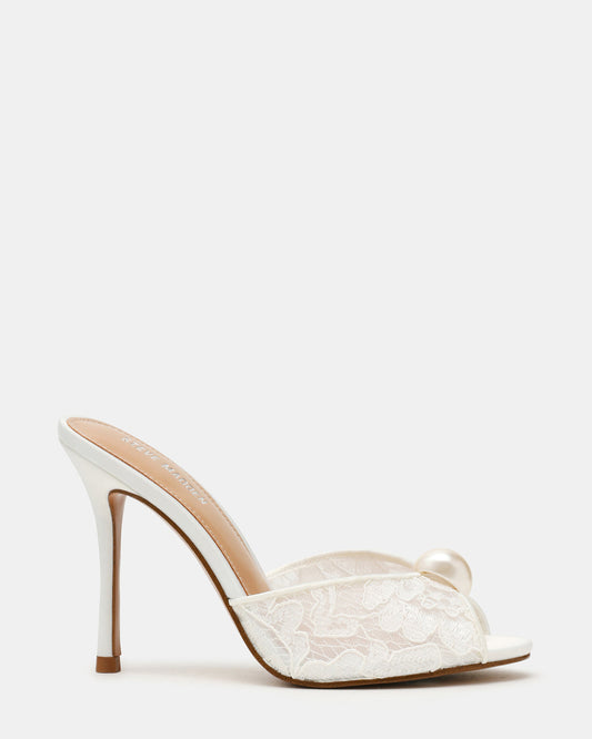 PRIYA Pearl White Lace Mule Women's Heel Steve Madden WHITE LACE