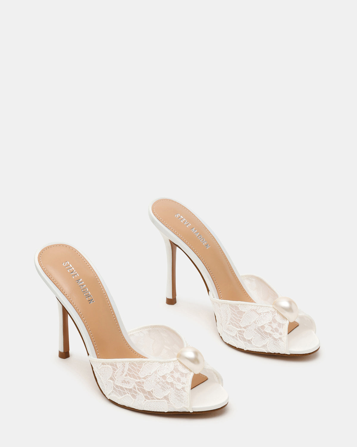PRIYA Pearl White Lace Mule Women's Heel Steve Madden WHITE LACE