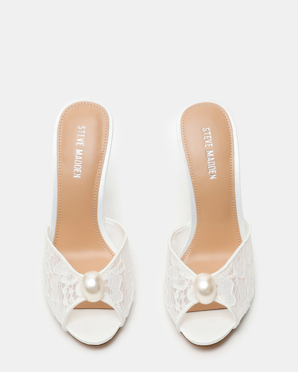 PRIYA Pearl White Lace Mule Women's Heel Steve Madden WHITE LACE