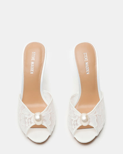 PRIYA Pearl White Lace Mule Women's Heel Steve Madden WHITE LACE