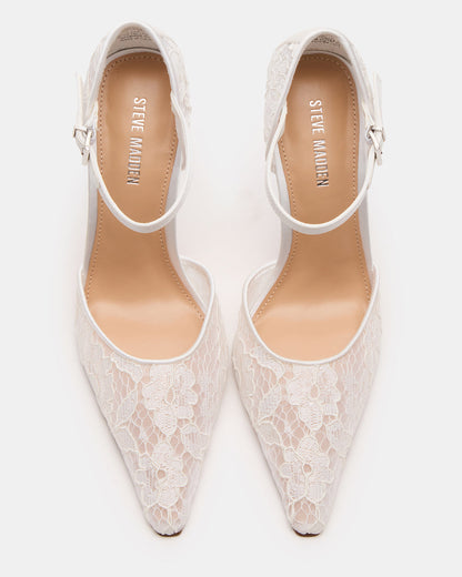 AVANT White Lace Pointed-Toe Stiletto Pump Women's Heel Steve Madden WHITE