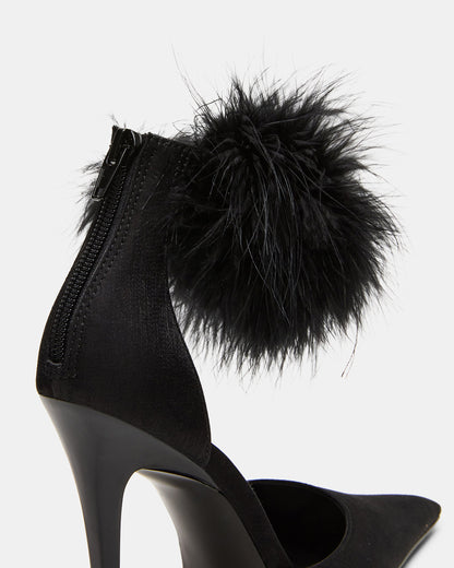 ELUSIVE Black Satin Pointed-Toe Stiletto Pump Women's Heel Steve Madden BLACK SATIN