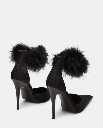 ELUSIVE Black Satin Pointed-Toe Stiletto Pump Women's Heel Steve Madden BLACK SATIN
