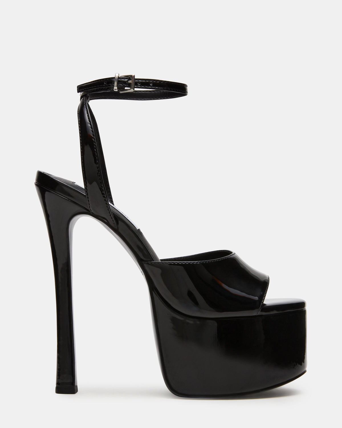 OLYSSIA Black Platform Stiletto Ankle Strap Women's Heel Steve Madden BLACK