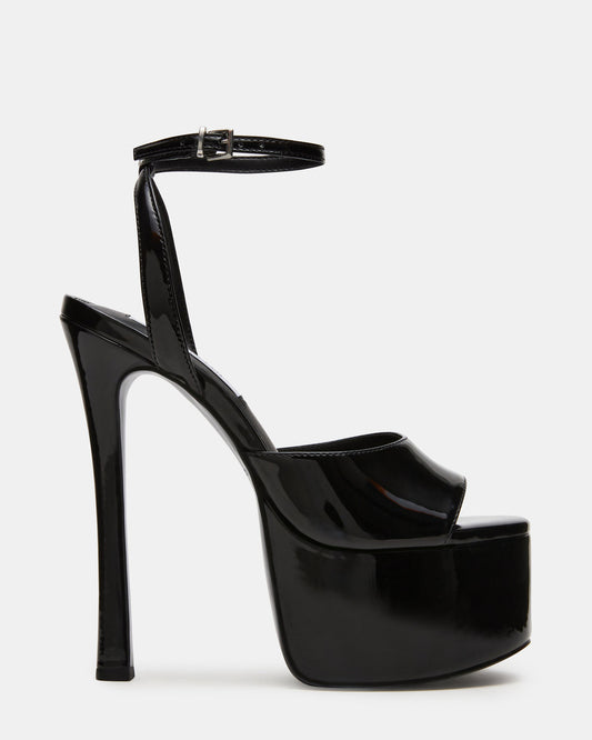 OLYSSIA Black Platform Stiletto Ankle Strap Women's Heel Steve Madden BLACK