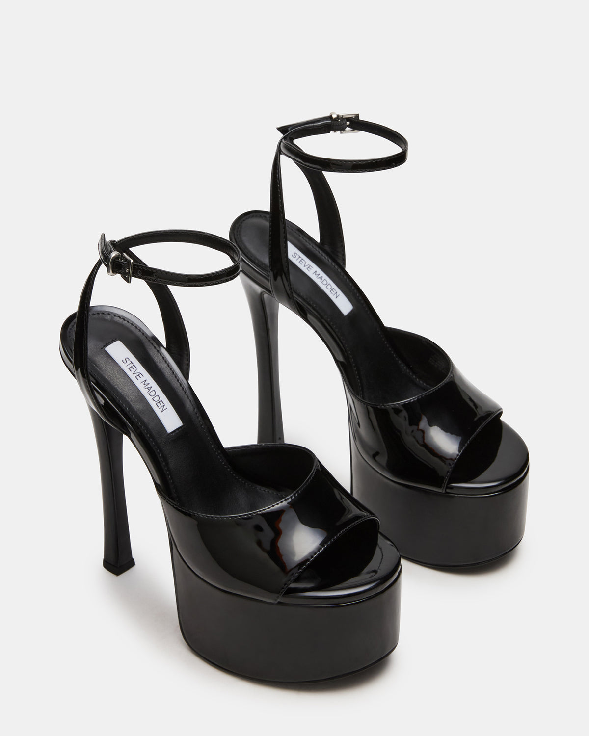 OLYSSIA Black Platform Stiletto Ankle Strap Women's Heel Steve Madden BLACK