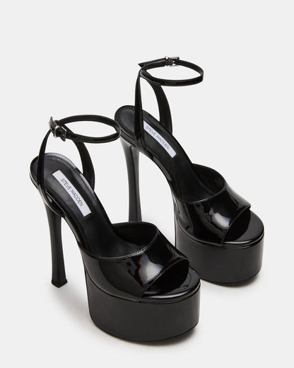 OLYSSIA Black Platform Stiletto Ankle Strap Women's Heel Steve Madden BLACK