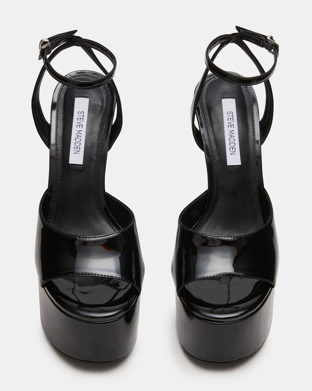 OLYSSIA Black Platform Stiletto Ankle Strap Women's Heel Steve Madden BLACK