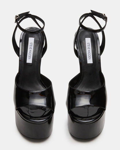 OLYSSIA Black Platform Stiletto Ankle Strap Women's Heel Steve Madden BLACK