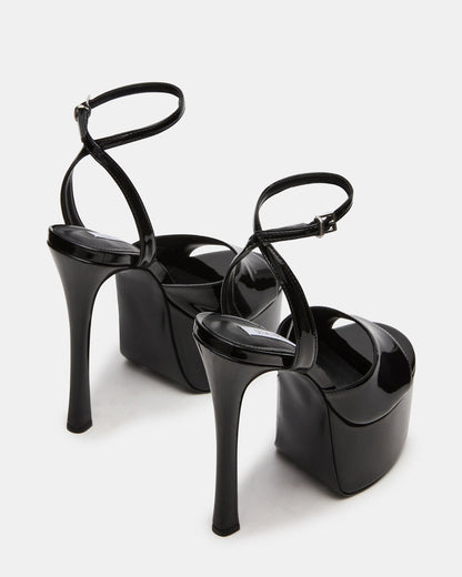 OLYSSIA Black Platform Stiletto Ankle Strap Women's Heel Steve Madden BLACK