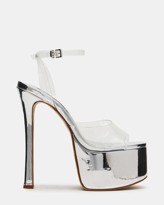 OLYSSIA Clear Platform Stiletto Ankle Strap Women's Heel Steve Madden CLEAR