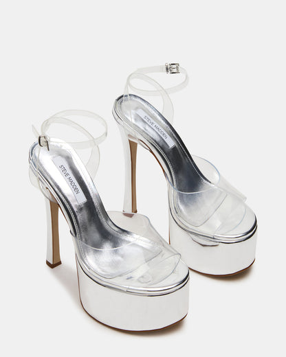 OLYSSIA Clear Platform Stiletto Ankle Strap Women's Heel Steve Madden CLEAR