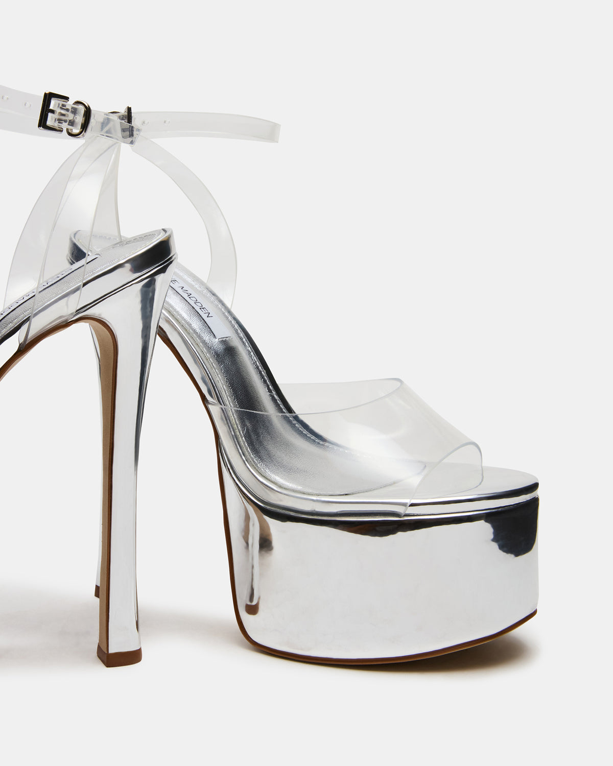 OLYSSIA Clear Platform Stiletto Ankle Strap Women's Heel Steve Madden CLEAR