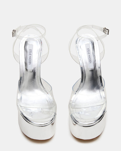 OLYSSIA Clear Platform Stiletto Ankle Strap Women's Heel Steve Madden CLEAR