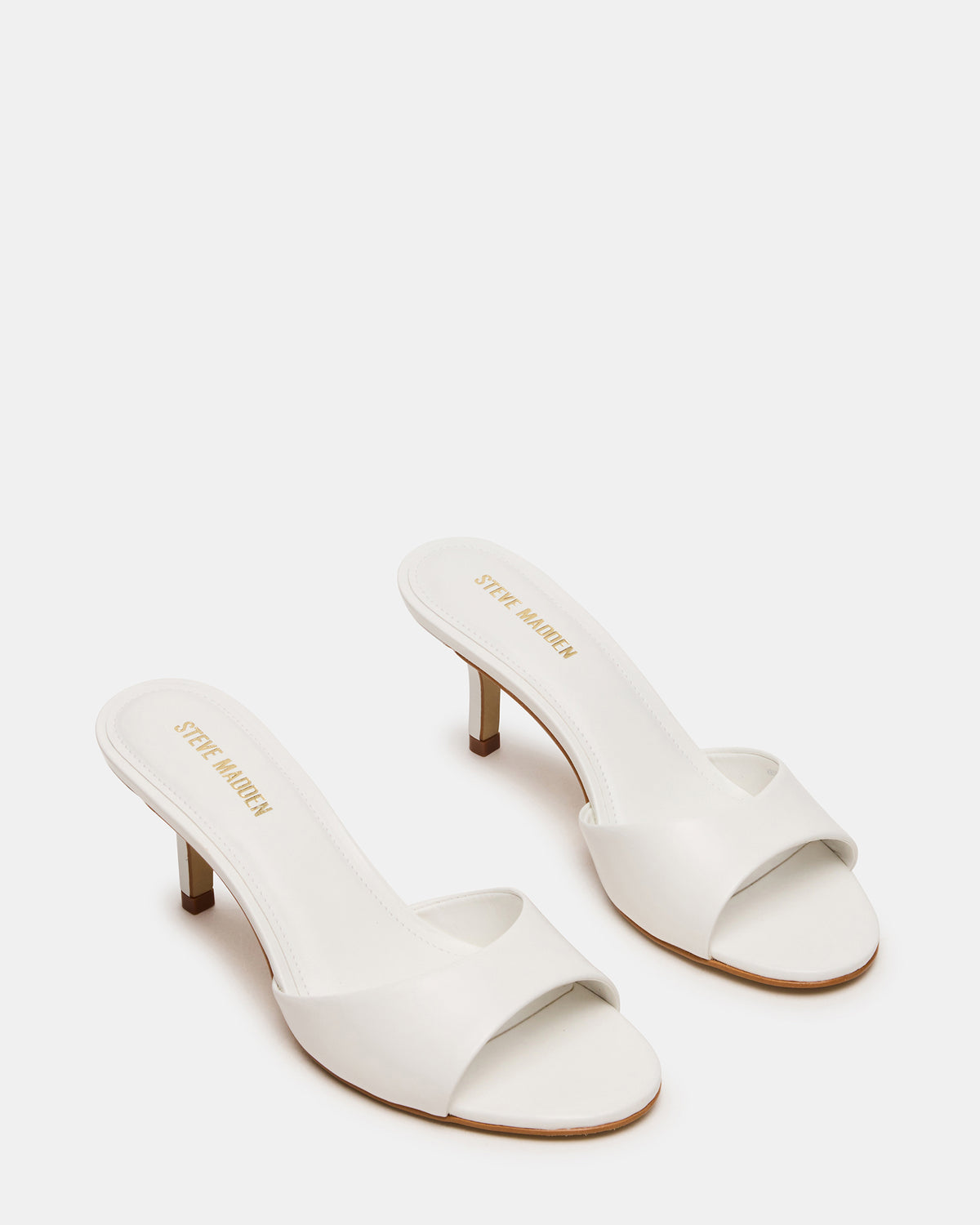 KENDRIX White Leather Mule Stiletto Women's Heel Steve Madden WHITE LEATHER