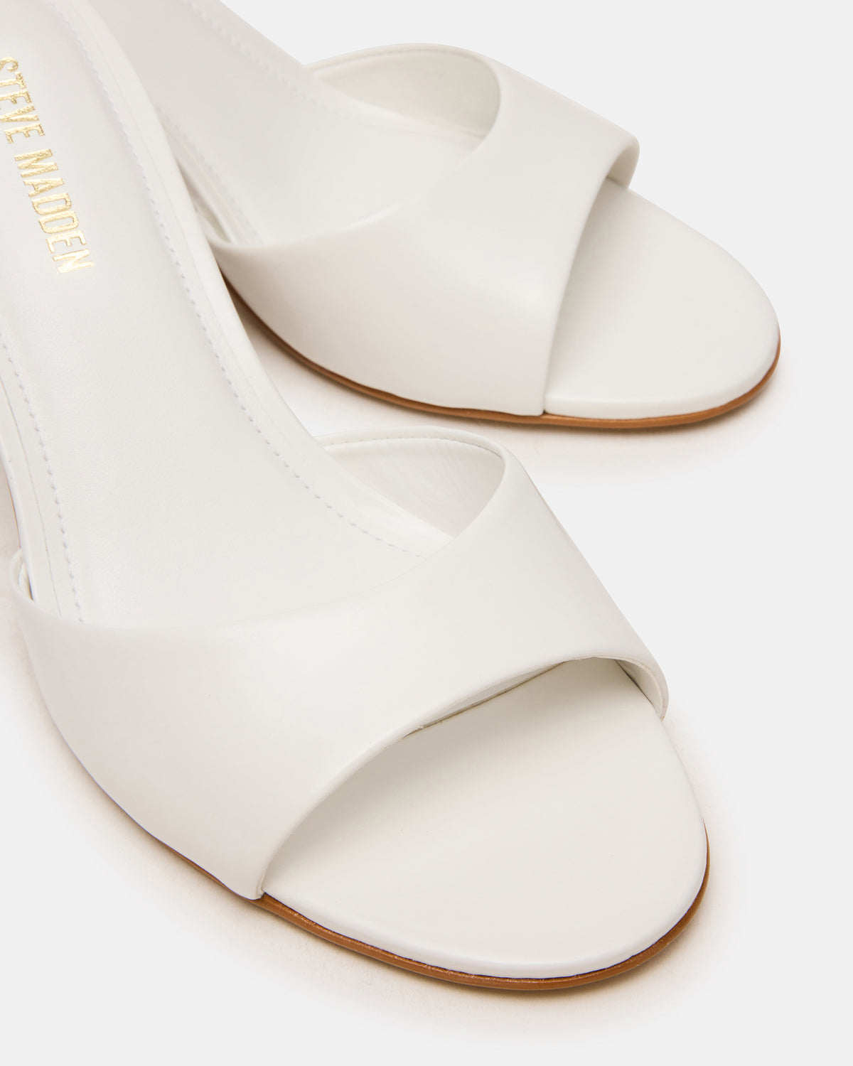 KENDRIX White Leather Mule Stiletto Women's Heel Steve Madden WHITE LEATHER