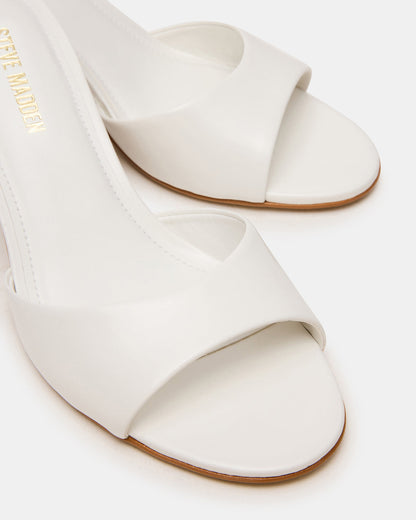 KENDRIX White Leather Mule Stiletto Women's Heel Steve Madden WHITE LEATHER