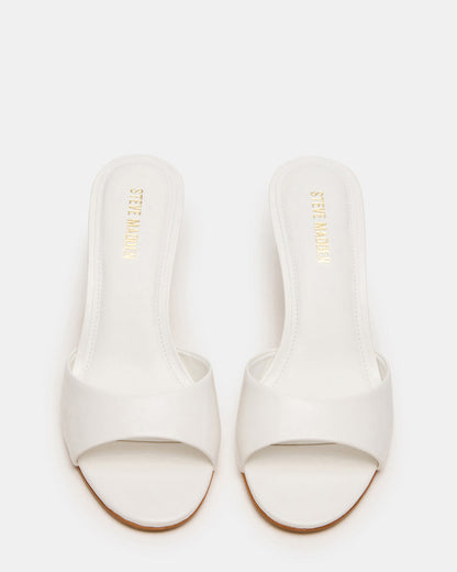 KENDRIX White Leather Mule Stiletto Women's Heel Steve Madden WHITE LEATHER
