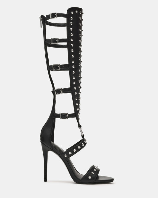 COMPOSURE Black Studs Strappy Stiletto Buckles Women's Heel Steve Madden BLACK STUDS