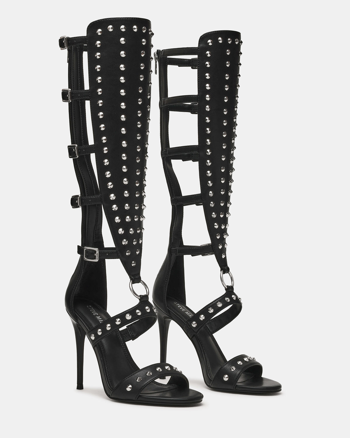 COMPOSURE Black Studs Strappy Stiletto Buckles Women's Heel Steve Madden BLACK STUDS