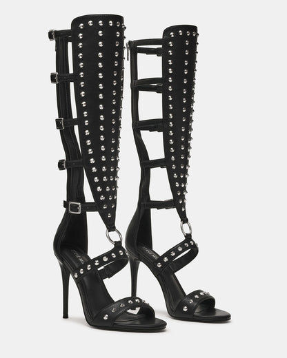 COMPOSURE Black Studs Strappy Stiletto Buckles Women's Heel Steve Madden BLACK STUDS