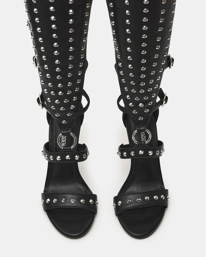 COMPOSURE Black Studs Strappy Stiletto Buckles Women's Heel Steve Madden BLACK STUDS