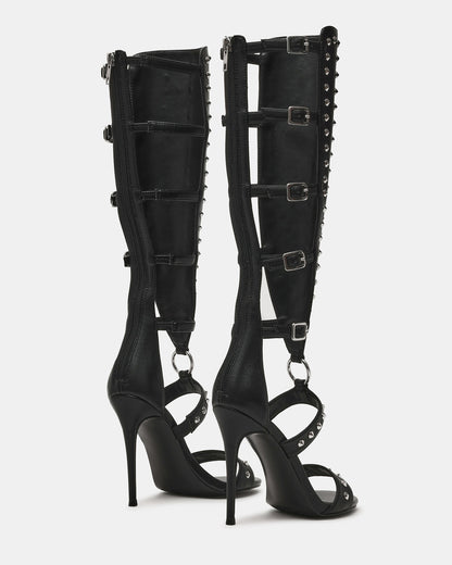 COMPOSURE Black Studs Strappy Stiletto Buckles Women's Heel Steve Madden BLACK STUDS