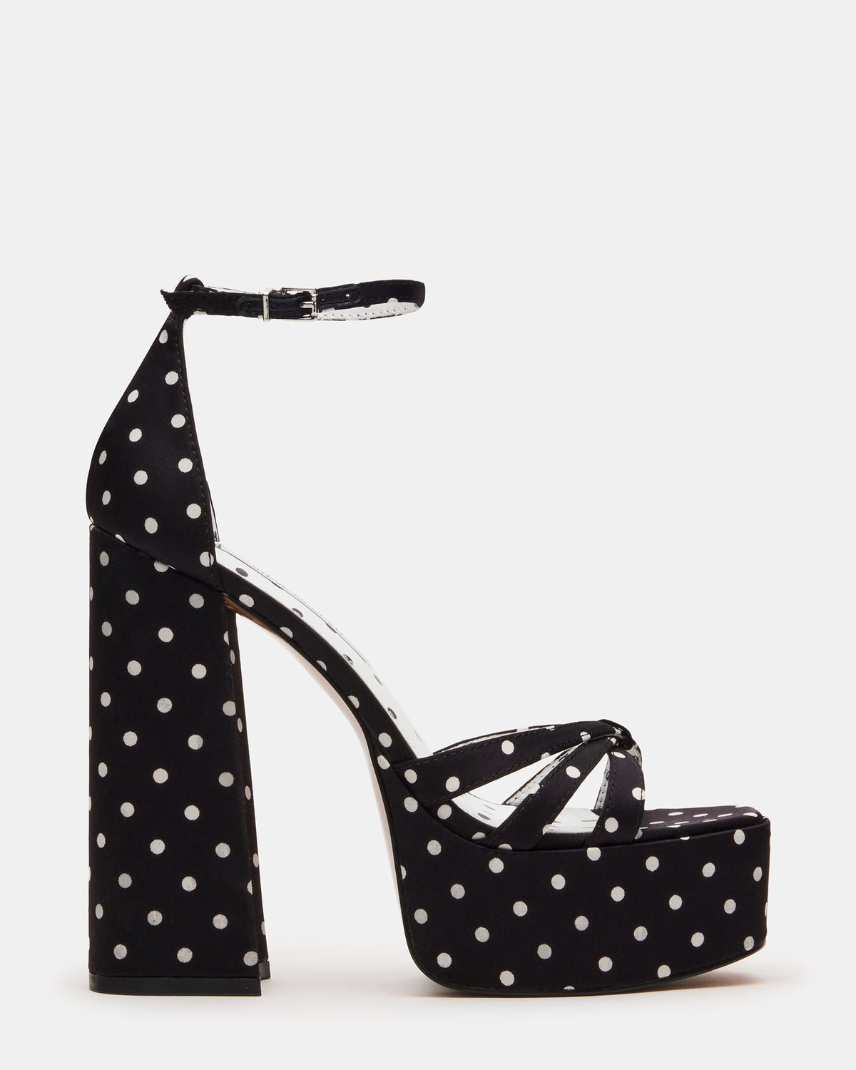 RETRO White/Black Polka Dot Open-Toe Block Heel Platform Women's Heel Steve Madden WHITE/BLACK POLKA DOT
