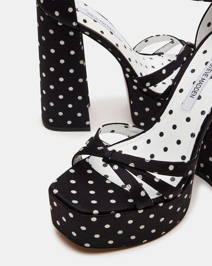 RETRO White/Black Polka Dot Open-Toe Block Heel Platform Women's Heel Steve Madden WHITE/BLACK POLKA DOT
